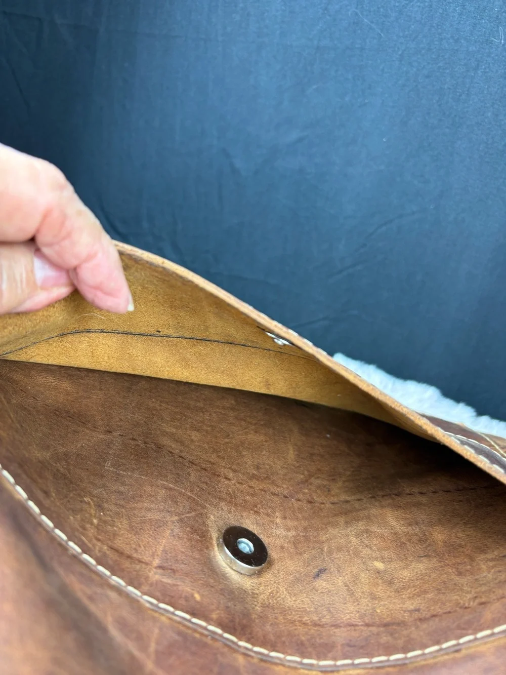 Genuine Leather Brown Shoulder Tote Distressed Boho Western